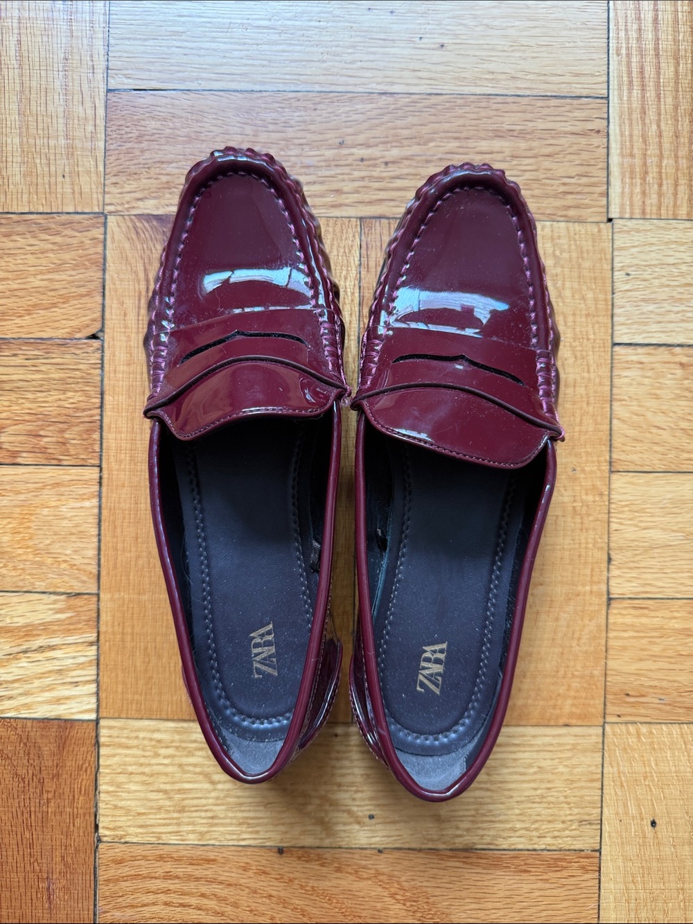 ZARA Women’s Burgundy Patent Loafers